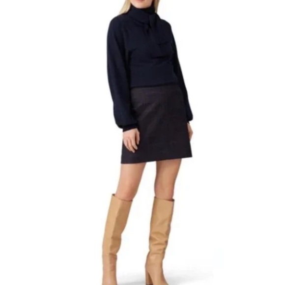 See by Chloe Ink Navy Plaid Pencil Straight Skirt Italian 38 | US Size 2 - Picture 2 of 10